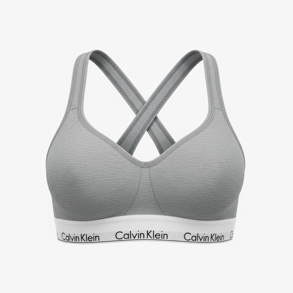 Calvin Klein Light Grey Cross-Back Wireless Sports Bra
